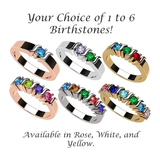 Central Diamond Center S-Bar Mothers Ring w/ 1 to 6 Simulated Birthstones in Sterling Silver/10k/14k Gold