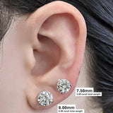 14K Gold Post & Sterling Silver Pure Brilliance Zirconia 3 Prong Martini Style Stud Earrings 1.0ct to 4ct