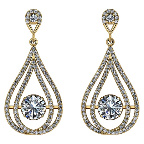 Central Diamond Center Chandelier Dancing Diamond Simulated stone Dangle Earrings for Women in Sterling Silver