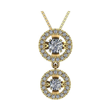 Central Diamond Center Round Double Halo Dancing Gemstone Necklace for Women in 925 Silver & Pure Brilliance Zirconia