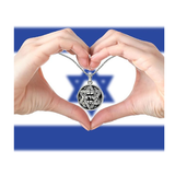 Central Diamond Center Star of David Am Israel Chai-Choice Lion or Shema Israel Preyer Necklace/Pendant