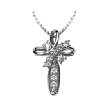 Central Diamond Center Family Cross CZ Birthstone Mothers Necklace w/ 1 to 11 Simulated Birthstones in Solid 925 Sterling Silver