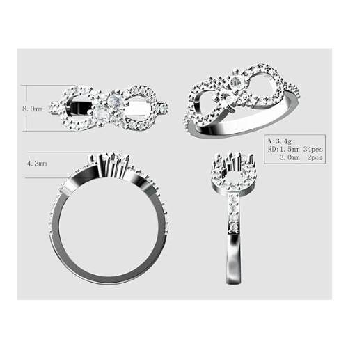 Central Diamond Center Infinity Couples 2 Stone Ring w/Simulated Birthstones in Silver, 10K or 14K Gold