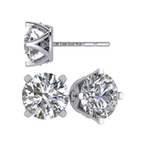 Lucita Simulated Diamond Stud Earrings with Solid 14K Gold Posts & Sterling Silver Basket, 3 & 4 Prongs