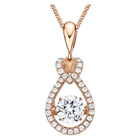 Close-up: "dancing" gemstone movement in heart & pear.
