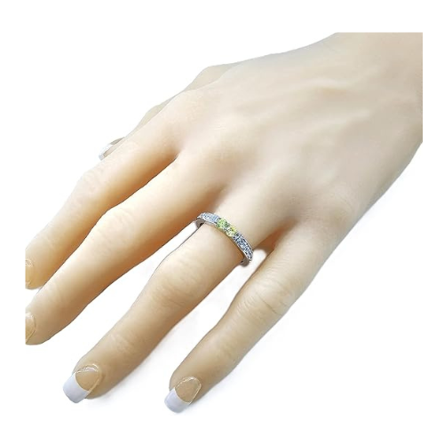 Central Diamond Center Shared Prong w/ Sides Couple 2 Stone Ring w/ Simulated Birthstones in Silver, 10K or 14k Gold