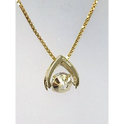Central Diamond Center Ultimate Omega Dancing Gemstone Necklace in 925 Sterling Silver w/Pure Brilliance Zirconia