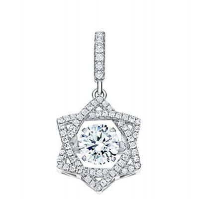 Star of David Dancing Gemstone Necklace sterling silver.