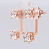 Central Diamond Center Earring Jackets with Cubic Zirconia – Sterling Silver, Adjustable Drop Design – 1.50 CTW (5.25mm & 6.50mm Stones)