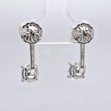 Central Diamond Center Earring Jackets with Cubic Zirconia – Sterling Silver, Adjustable Drop Design – 1.50 CTW (5.25mm & 6.50mm Stones)