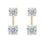 Central Diamond Center Earring Jackets with Cubic Zirconia – Sterling Silver, Adjustable Drop Design – 1.50 CTW (5.25mm & 6.50mm Stones)