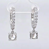 Central Diamond Center Sterling Silver Hoop Earrings with Round-Cut Simulated Diamond Dangle – 2.5 CTW CZ, Prong Set, Elegant Drop Hoops for Women