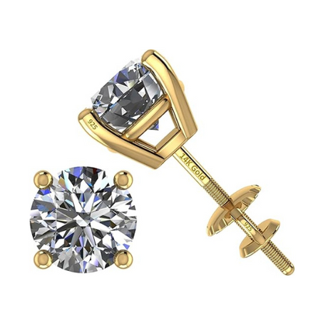 0.20ct-0.30ct CVD-Lab-Grown Diamond Stud Earrings (E-F, VS-SI), Solid 14K Gold & Silver, Threaded or Friction Post