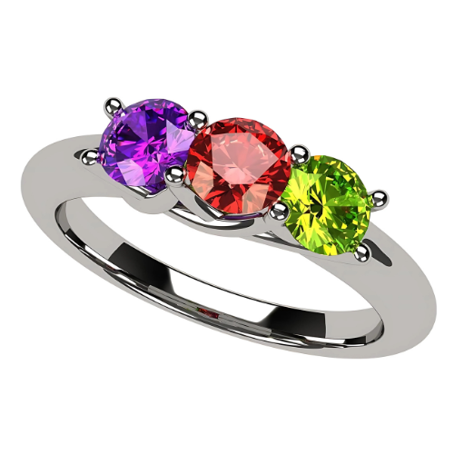 Central Diamond Center Lucita Mothers Rings w/ 1 to 6 Simulated Birthstones in Sterling Silver, 10K or 14K Gold