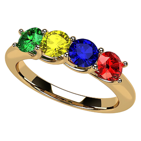 Central Diamond Center Lucita Mothers Rings w/ 1 to 6 Simulated Birthstones in Sterling Silver, 10K or 14K Gold