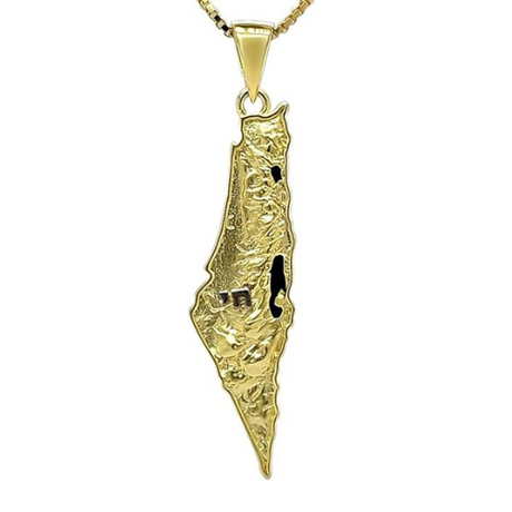 3D map of Israel pendant on a silver chain.