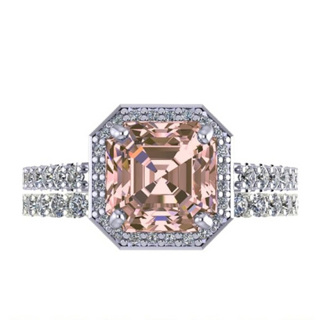 NANA Jewels Sterling Silver Asscher Cut Wedding Set Engagement Rings for Women - Choose Simulated Morganite, Citrine, Aquamarine & More