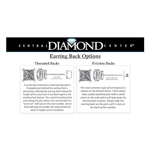 0.20ct-0.30ct CVD-Lab-Grown Diamond Stud Earrings (E-F, VS-SI), Solid 14K Gold & Silver, Threaded or Friction Post