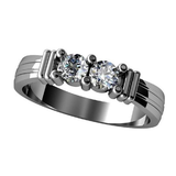 Central Diamond Center Shared Prong Couples 2 Stone Ring w/Simulated Birthstones in Sterling Silver, 10K or 14K Gold