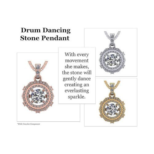 Drum Dancing Gemstone Necklace for Women in 925 Sterling Silver w/ Pure Brilliance Zirconia