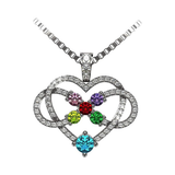 Central Diamond Center Infinity Love Mother & Child Necklace w/ 1-5 Simulated Birthstones in Silver, 10K, or 14K Gold
