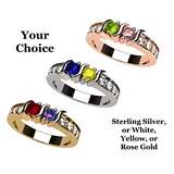 Close-up of 14K Gold S-Bar ring with simulated gems.