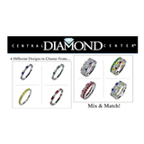 Central Diamond Center Sterling Silver Stackable Birthstone Ring Band w/ Round Cut Simulated Birthstones, Gold Plated