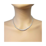 Central Diamond Center Sterling Silver & Graduated CZ 3 or 4 prongs Tennis Necklace, 18", White, Yellow or Rose Gold Plated