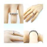 Central Diamond Center Straight Bar Mother's Ring Simulated Birthstone Ring w/ 1-6 Stones - Sterling Silver, 10K or 14K Gold