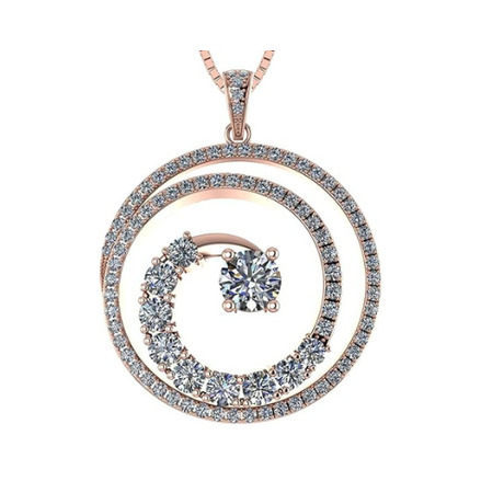 Elegant Swirl Simulated Diamond Necklace – Solid Sterling Silver, Platinum Plated – Dazzling Central Diamond Accent for Women