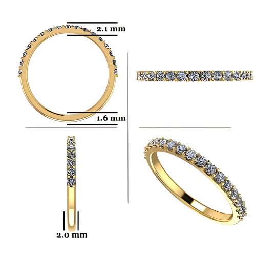 NANA Jewels Wedding Band Cubic Zirconia in 925 Sterling Silver 10K and 14K Gold Half Eternity Stackable Anniversary Ring Size 4-12