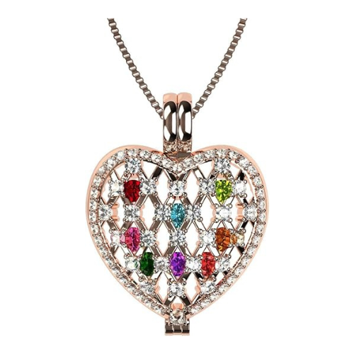 Ultimate Heart Of Hearts Mothers Locket Necklace Pendant In Sterling Silver & Mother Of Pearl
