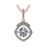 Square Halo Dancing Gemstone Matching Earrings & Necklace 925 Sterling Silver & Pure Brilliance Zirconia