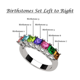 Central Diamond Center Asscher Cut Lucita Mothers Rings w/ 1 to 7 Simulated Birthstones in Sterling Silver, 10K or 14K Gold