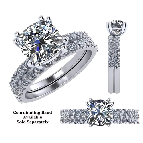 NANA Jewels 1.5-3CT Platinum Plated Sterling Silver Rings CZ Cubic Zirconia Cushion Cut Engagement Rings | 10K 14K Solid Gold