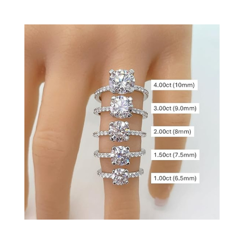 NANA Jewels 1.00ct to 4.00ct Simulated Diamond Engagement Ring Round Solitaire Sterling Silver 10k-14k