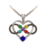 Central Diamond Center Infinity Love Mother & Child Necklace w/ 1-5 Simulated Birthstones in Silver, 10K, or 14K Gold (B)