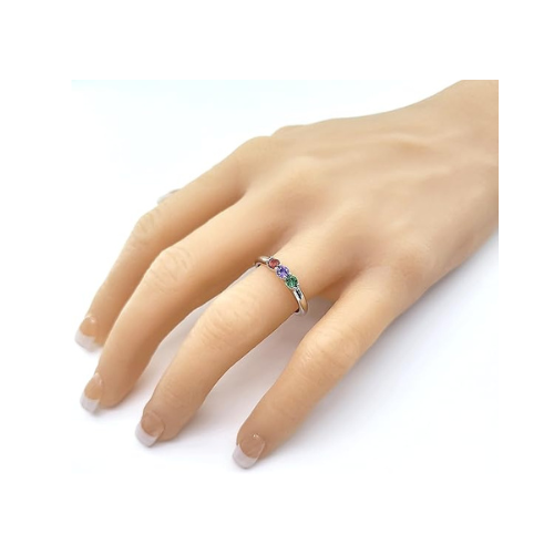 Central Diamond Center Lucita Mothers Rings w/ 1 to 6 Simulated Birthstones in Sterling Silver, 10K or 14K Gold