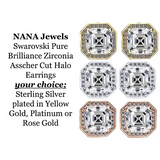 Detailed shot of the cubic zirconia stones in a halo setting.