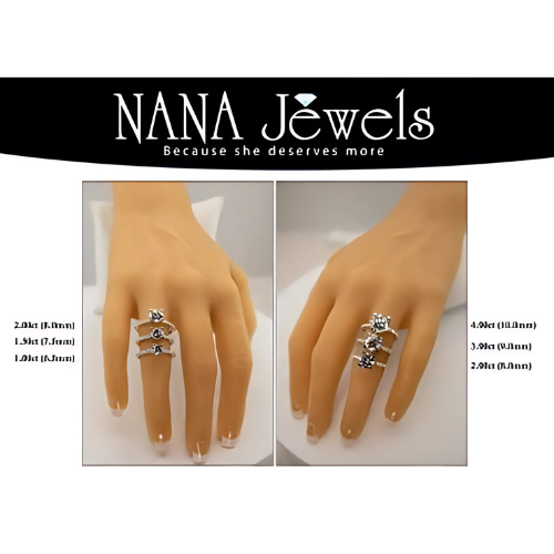 NANA Jewels 1.00ct to 4.00ct Simulated Diamond Engagement Ring Round Solitaire Sterling Silver 10k-14k