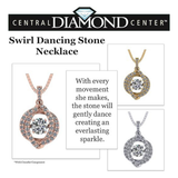 Central Diamond Center Swirl Dancing Gemstone Necklace for Women in Solid 925 Sterling Silver w/Pure Brilliance Zirconia CZ