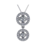 Central Diamond Center Round Double Halo Dancing Gemstone Necklace for Women in 925 Silver & Pure Brilliance Zirconia