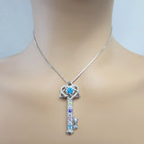 Key to Infinity Love Mother & Child Necklace w/ 1-7 Birthstones in Silver, 10K, or 14K Gold