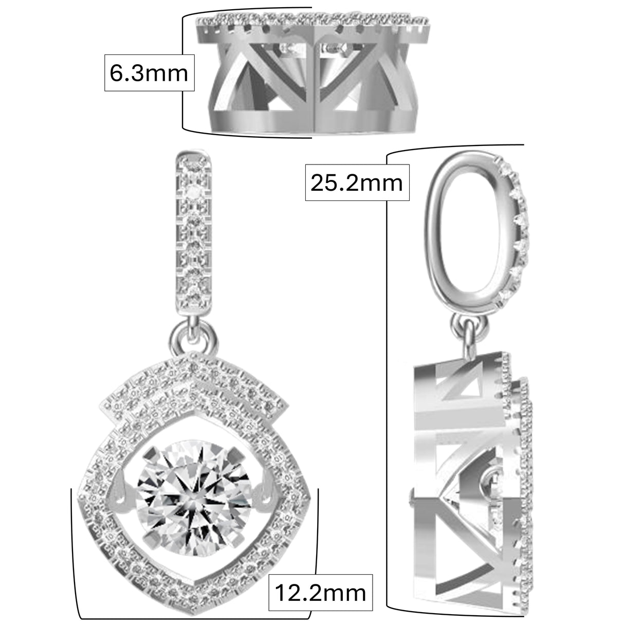 Sterling Silver matching jewelry set with dancing CZs.