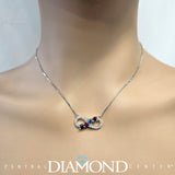 Central Diamond Center Infinity Mothers Birthstone Necklace w/ 1 to 6 Simulated Gemstones in Sterling Silver, 10K, or 14K Gold