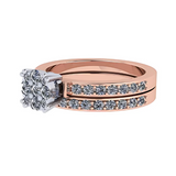 Lab Created CVD Diamond Cluster Center Wedding Bridal Set 10kt Gold