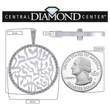 Central Diamond Center Shema Israel Full Hebrew Prayer Pendant Necklace in Solid Sterling Silver w/ Pure Brilliance Zirconia CZ(28mmx37mm)