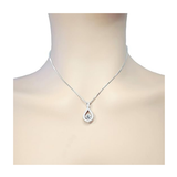 Twisted Pear Dancing Gemstone Necklace in 925 Sterling Silver w/ Pure Brilliance Zirconia CZ