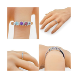 Central Diamond Center S-Bar Mothers Ring w/ 1 to 6 Simulated Birthstones in Sterling Silver/10k/14k Gold