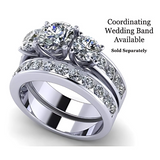 Central Diamond Center 3 Stone Past Present Future Ring your choice Gold-Silver Cz-2.50ctw & 3.50ctw